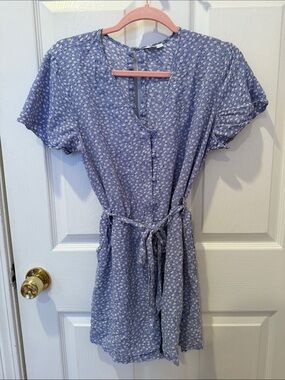 Rails Light Blue Floral Tie-Waist Women's Romper size M